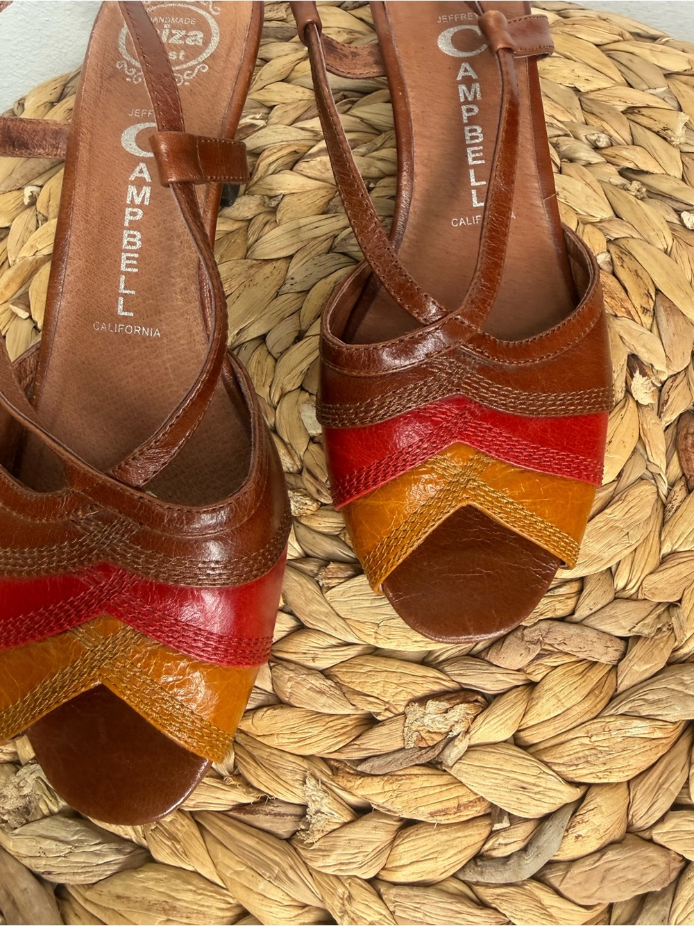 Jeffrey Campbell Peep Toe Leather Slingback heels Brown Leather Slingback - Picture 3 of 9